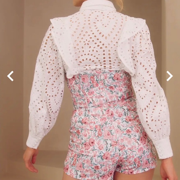Lavish Alice High Waisted Corset Shorts & Broderie Babydoll shirt. - Picture 2 of 7